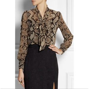 ALTUZARRA Python Print Georgette Bow Blouse